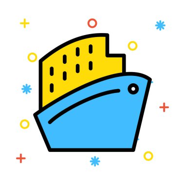 Sarı ve mavi renkli semboller ile beyaz arka plan üzerinde tank