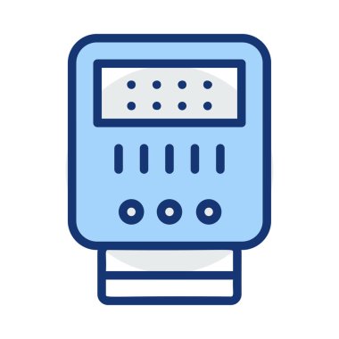 Beyaz arka plan üzerinde izole mavi ve gri renklerde şarj cihazı