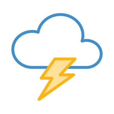 Beyaz arka plan üzerinde izole sarı flash ile mavi bulut