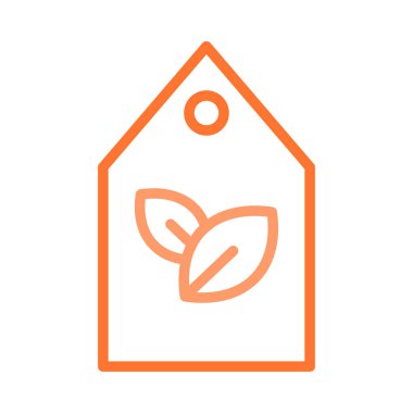 Beyaz arka plan üzerinde izole yaprakları ile turuncu etiket 