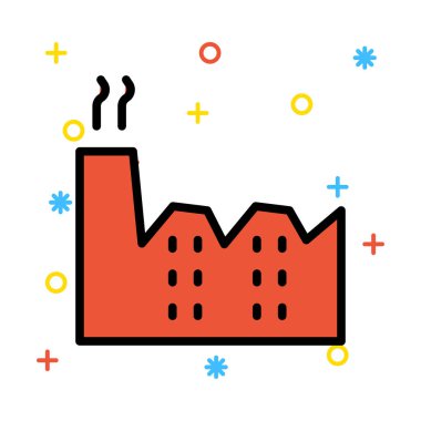 Renkli semboller beyaz zemin üzerine kırmızı içilmeyen fabrika