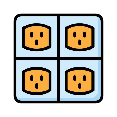 Beyaz arka plan üzerinde izole mavi ve turuncu quadro soket