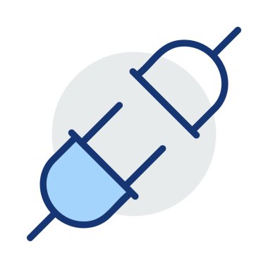 Beyaz arka plan üzerinde izole mavi ve gri renklerde bağdaştırıcısı takın