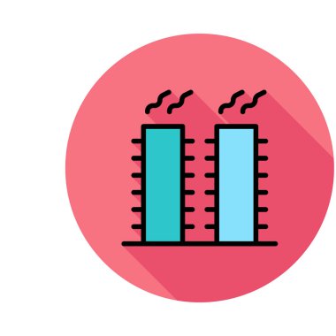 Beyaz zemin üzerinde bir dairede büyük sigara bacaları