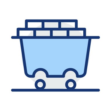 Beyaz arka plan üzerinde izole mavi ve gri renklerde preslenmiş kömür ile taşıma