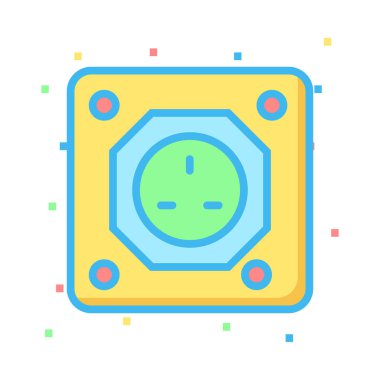 Renkli noktalar beyaz zemin üzerine sarı soket 