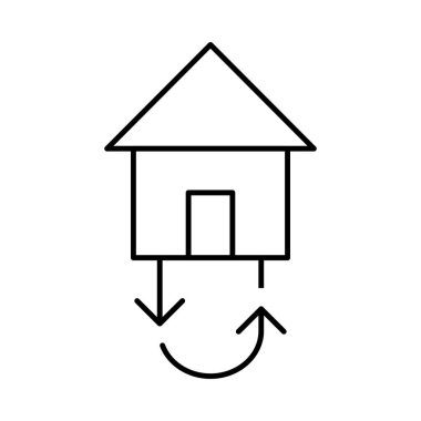 Beyaz arka plan üzerinde izole ince çizgi Eko ev