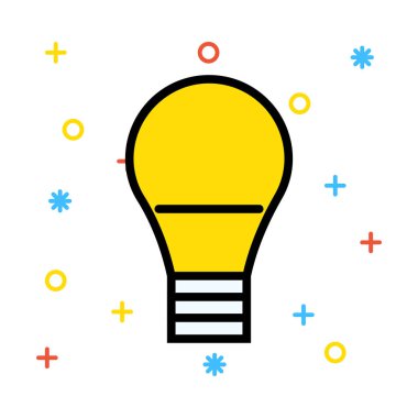 Önüne eksi işareti renkli semboller beyaz zemin üzerine sarı ampul