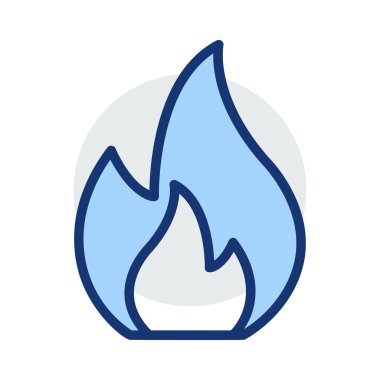 Beyaz arka plan üzerinde izole mavi ve gri renklerde ateş