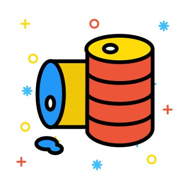 Renkli semboller ile beyaz arka plan üzerinde yakıt ile çizgili kutu