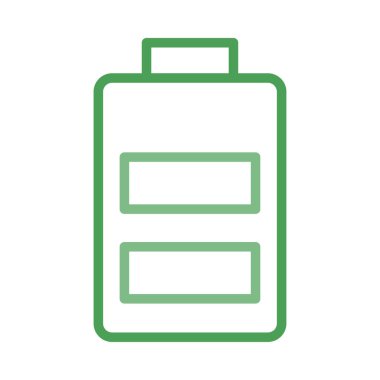 Beyaz arka plan üzerinde izole büyük yeşil anahat pil