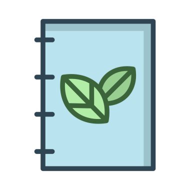 Not defteri kapak simgesini, vektör çizim yeşil yaprakları