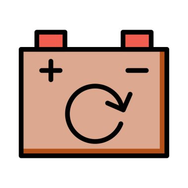 Beyaz arka plan üzerinde izole kahverengi ve kırmızı akümülatör