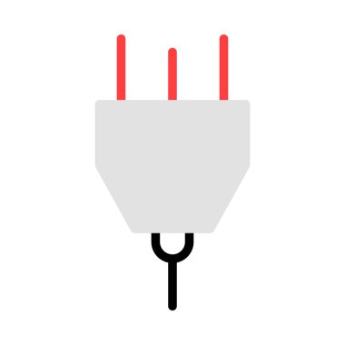 Beyaz arka plan üzerinde izole gri, kırmızı ve siyah renklerde Üçlü fiş