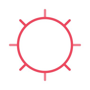 Beyaz arka plan üzerinde izole anahat kırmızı güneş