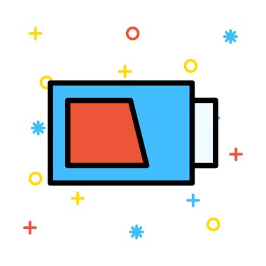 Renkli semboller beyaz zemin üzerine kırmızı ve mavi Usb pil