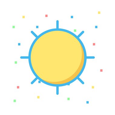 Renkli noktalar beyaz zemin üzerine sarı güneş