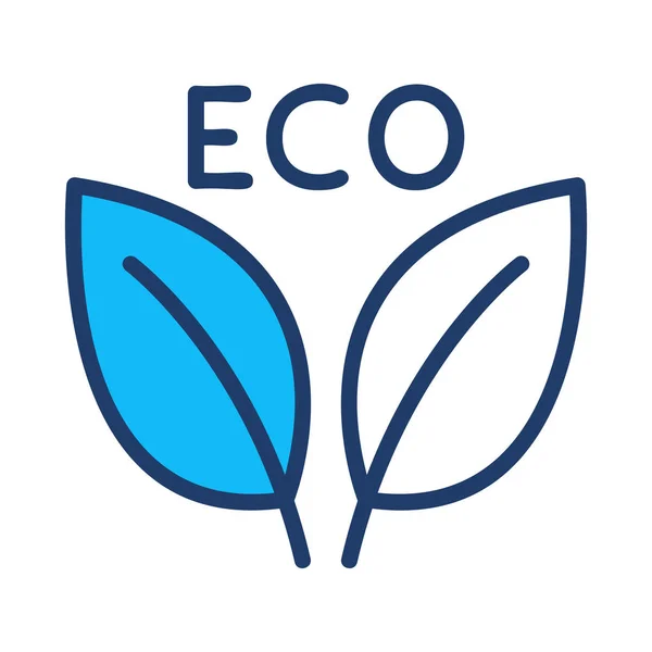 白と青の葉が白い背景で隔離のエコ レタリング — ストックベクタ