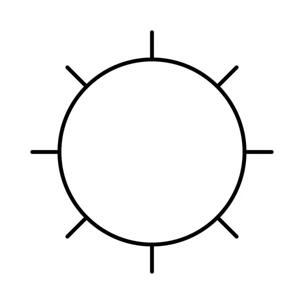 Dunne Lijn Zon Symbool Geïsoleerd Witte Achtergrond — Stockvector