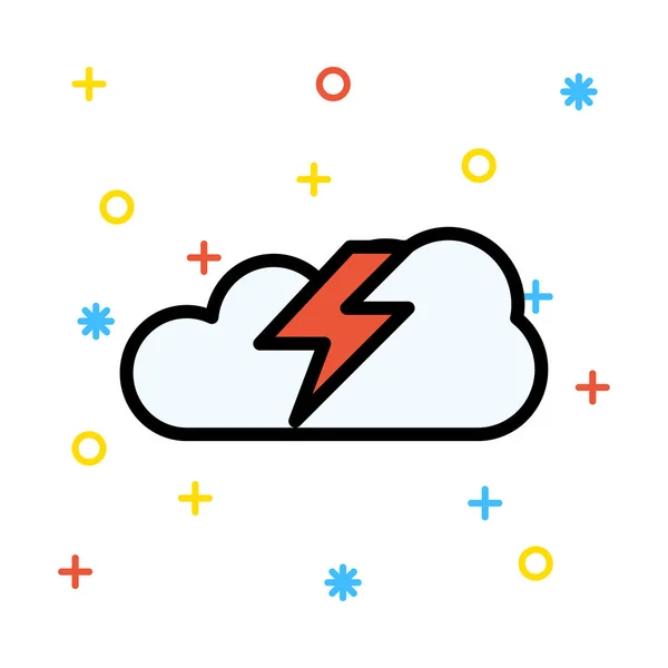 Piros Fehér Alapon Színes Szimbólumok Flash Felhő — Stock Vector