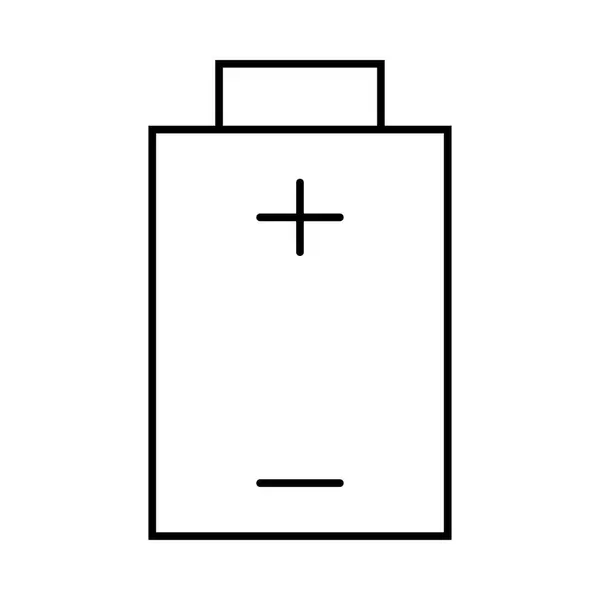 Batterie Usb Ligne Mince Avec Symboles Moins Isolés Sur Fond — Image vectorielle