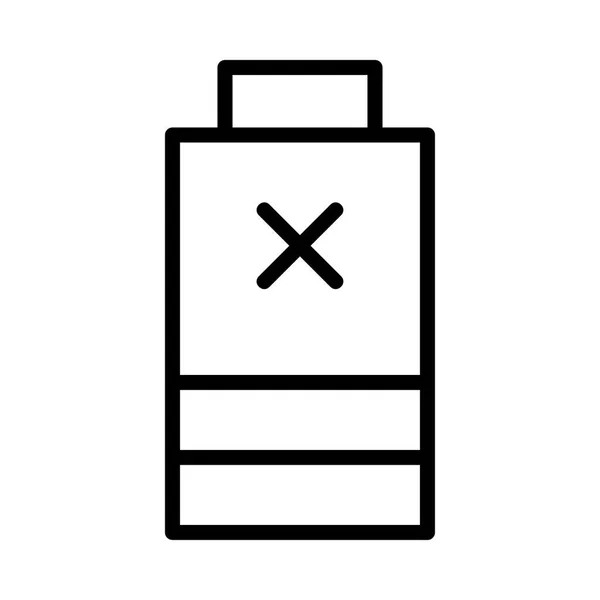 一時停止の標識が白い背景で隔離の黒いアウトライン バッテリー — ストックベクタ