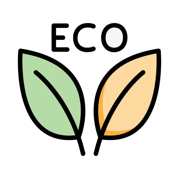 Eco Belettering Met Verlaat Geïsoleerd Witte Achtergrond — Stockvector