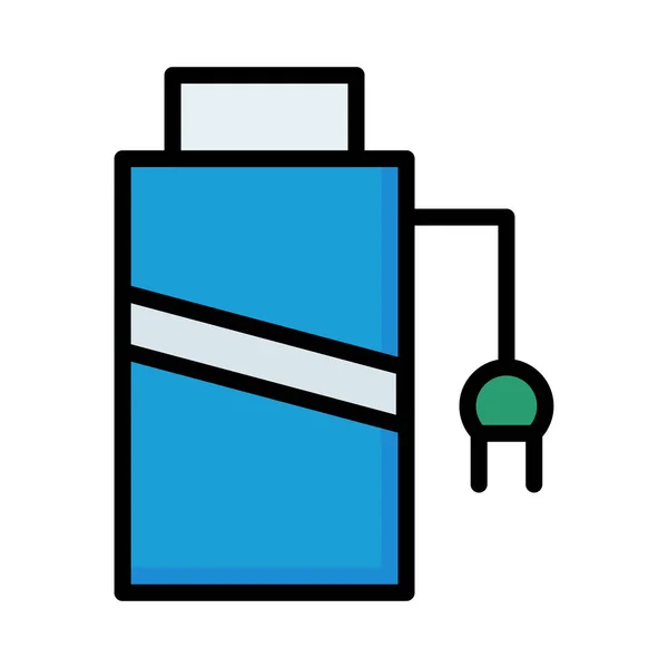 Blaue Batterie Mit Kabel Und Stecker Isoliert Auf Weißem Hintergrund — Stockvektor