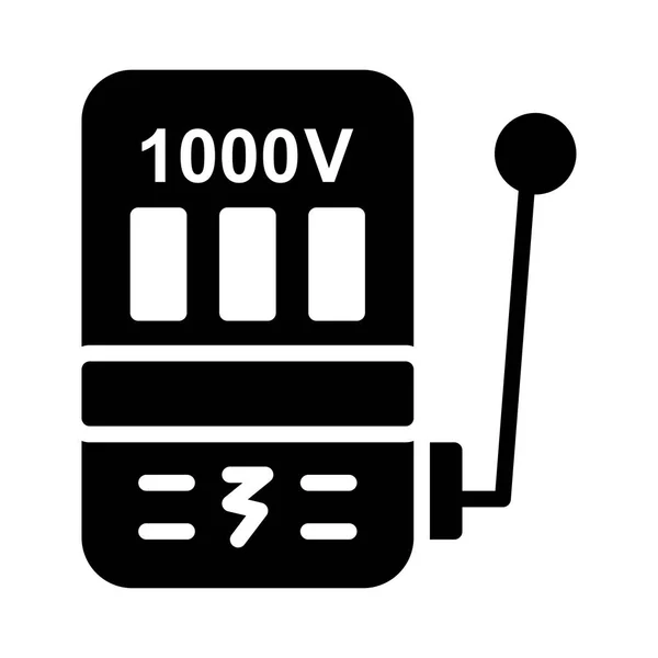 Zwarte Glyph Hoogspanning Apparaat Geïsoleerd Witte Achtergrond — Stockvector