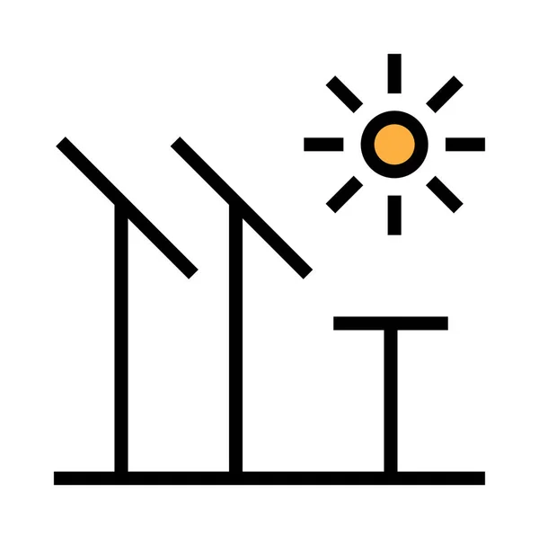 Einfache Solarzellen Mit Sonne Isoliert Auf Weißem Hintergrund — Stockvektor