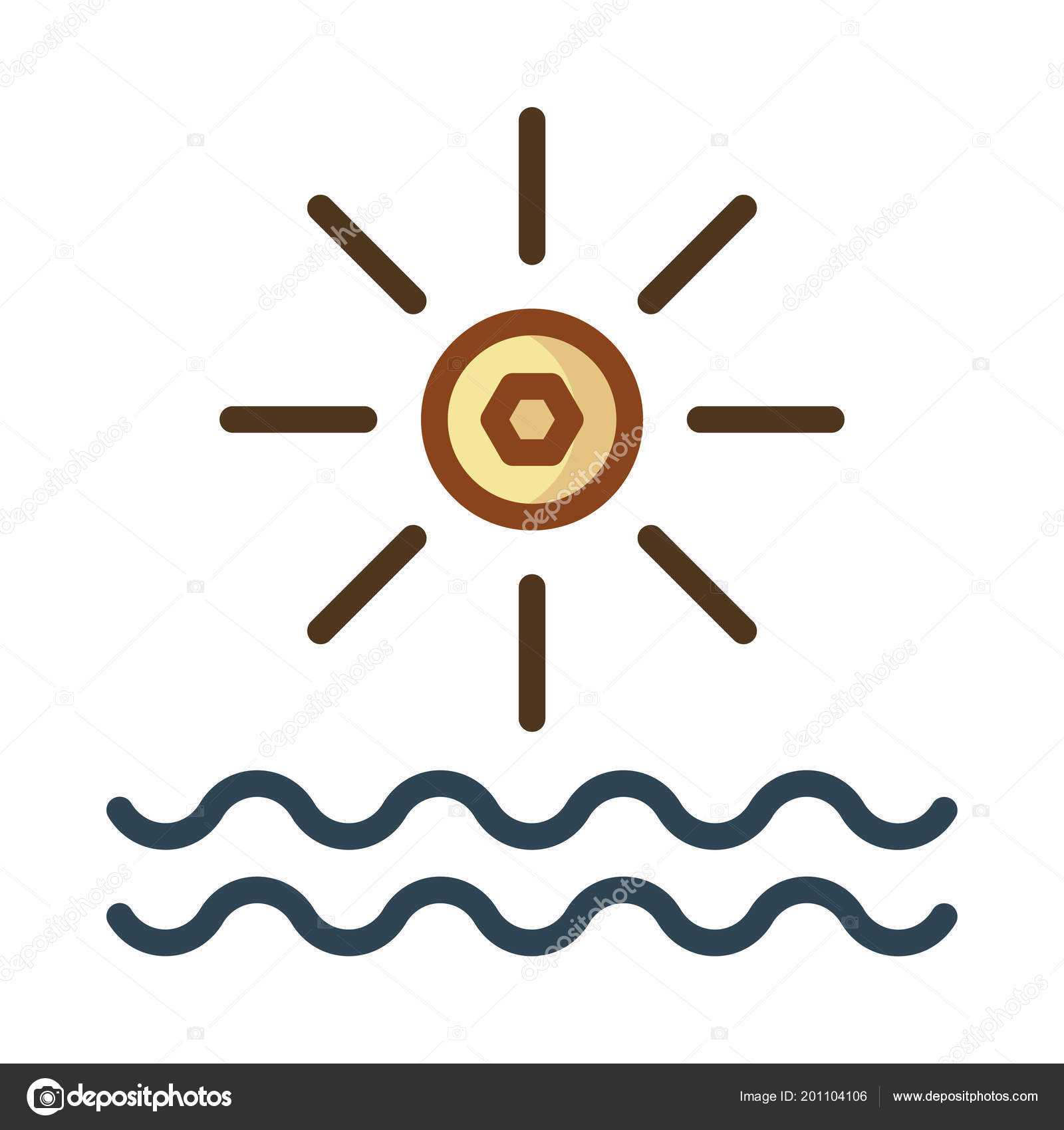 Sun Water Isolated White Background Stock Vector by ©dinosoftlabs 201104106