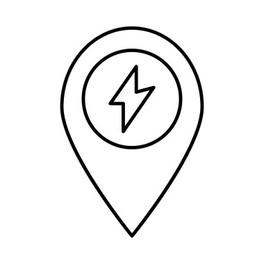 İnce çizgi konumu harita işareti ile izole üzerinde beyaz arka plan flash