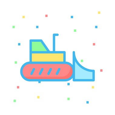 Buldozer renkli noktalar beyaz zemin üzerine 