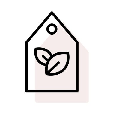 Bej gölge beyaz zemin üzerine izole yaprakları ile etiket