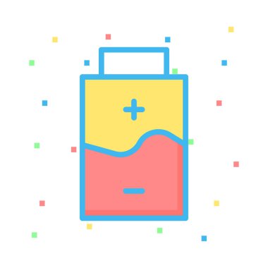 Renkli noktalar beyaz zemin üzerine sarı ve kırmızı pil 