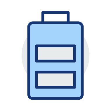 Beyaz arka plan üzerinde izole mavi ve gri renklerde büyük akümülatör