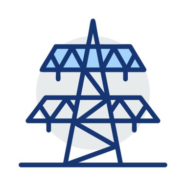 Beyaz arka plan üzerinde izole gri ve mavi renklerde büyük güç hattı