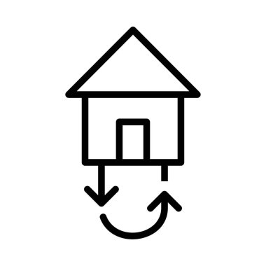 Beyaz arka plan üzerinde izole siyah anahat Eko ev konsepti