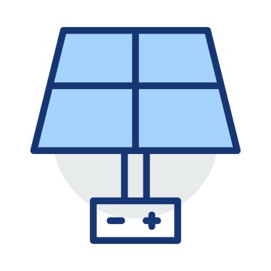 Beyaz arka plan üzerinde izole mavi ve gri renklerde güneş pili