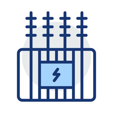 Beyaz arka plan üzerinde izole mavi ve gri renklerde güç istasyonu