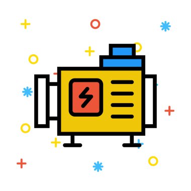 Dönüştürücü renkli semboller ile beyaz arka plan üzerinde flash ile