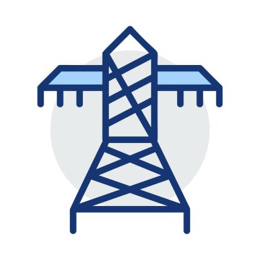 Beyaz arka plan üzerinde izole mavi ve gri renklerde büyük güç hattı