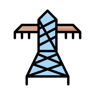 Beyaz arka plan üzerinde izole kahverengi ve mavi güç hattı