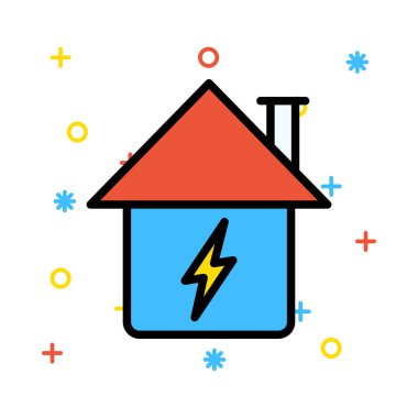 House renkli semboller ile beyaz arka plan üzerinde flash ile