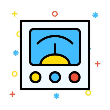 Düğmeleri renkli semboller ile beyaz arka plan üzerinde hız göstergesi