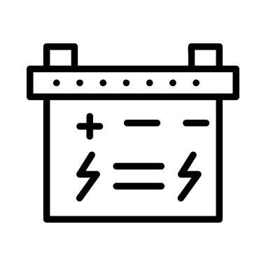 Beyaz arka plan üzerinde izole siyah anahat geniş akümülatör