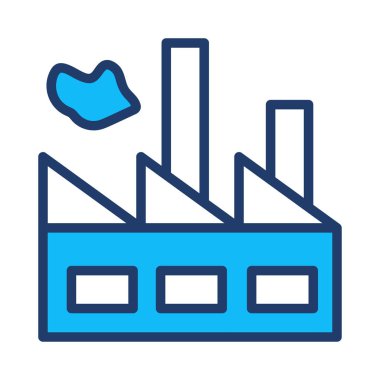 Beyaz arka plan üzerinde izole beyaz ve mavi fabrika