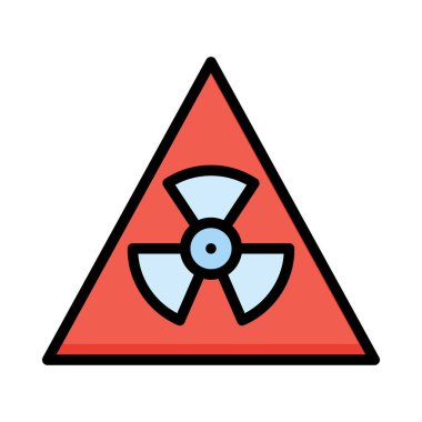 Radyoaktif işaretli beyaz arka plan üzerinde izole kırmızı üçgen