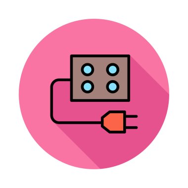 Beyaz zemin üzerinde bir dairede uzatma kablosu