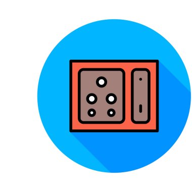 Daire beyaz zemin üzerine kırmızı ve kahverengi soket